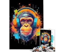 1000 Jigsaw Puzzle Monkey Dj Music Fun Activities at Home Hand Speed Race Educational Game for And from 14 Years And over (38x26cm)