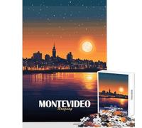 1000 Jigsaw Puzzle Montevideo Uruguay Cityscape at Night Jigsaws for Adults Puzzle Stress Reliever Educational Challenge Challenging Game Gifts (50x75cm)