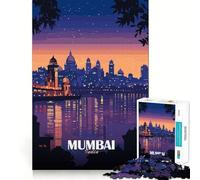 1000 Jigsaw Puzzle Mumbai India Skyline at Dusk Seamless Cut Game Smart Mind Activity Peaceful Play Fun Birthday Hobby Gift (38x26cm)