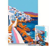 1000 Jigsaw Puzzle Mykonos Greece Ocean Art Seamless Cut Game Smart Mind Activity Peaceful Play Fun Birthday Hobby Gift (38x26cm)