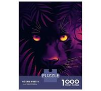 1000 Jigsaw Puzzle Mystic Panther Vector Portrait with Glowing Eyes Jigsaw for Adults Brain Teaser Game Perfect Decoration Unique Birthday And Xmas Gifts 38x26cm/1000pcs