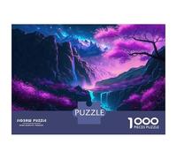 1000 Jigsaw Puzzle Neon Night Cherry Blossom Jigsaw for Adults Brain Teaser Game Perfect Decoration Unique Birthday And Xmas Gifts 38x26cm/1000pcs