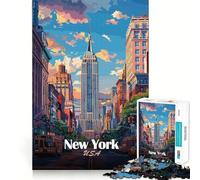 1000 Jigsaw Puzzle New York Cityscape with Empire State Seamless Cut Game Smart Mind Activity Peaceful Play Fun Birthday Hobby Gift (38x26cm)
