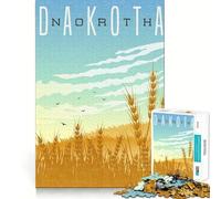 1000 Jigsaw Puzzle North Dakota Wheat Field Seamless Cut Game Smart Mind Activity Peaceful Play Fun Birthday Hobby Gift (38x26cm)