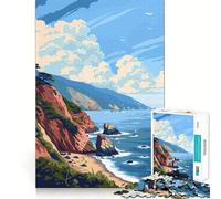 1000 Jigsaw Puzzle Pacific Ocean Nature Art Flawless Cut Fun Problem Solve Fun Free Play Game Xmas Art Gift (38x52cm)