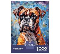 1000 Jigsaw Puzzle Palette Boxer Dog Painting Jigsaw for Adults Brain Teaser Game Perfect Decoration Unique Birthday And Xmas Gifts 70x50cm/1000pcs