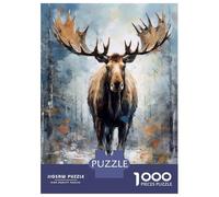 1000 Jigsaw Puzzle Palette Moose Painting Jigsaw for Adults Brain Teaser Game Perfect Decoration Unique Birthday And Xmas Gifts 38x26cm/1000pcs