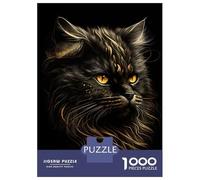 1000 Jigsaw Puzzle Persian Cats Black Gold Jigsaw for Adults Brain Teaser Game Perfect Decoration Unique Birthday And Xmas Gifts 52x38cm/1000pcs