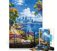 1000 Jigsaw Puzzle Perth Australia Cityscape Travel Poster Seamless Cut Game Smart Mind Activity Peaceful Play Fun Birthday Hobby Gift (38x26cm)