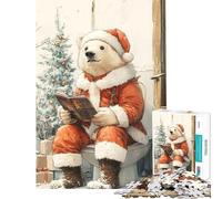 1000 Jigsaw Puzzle Polar Bear Santa Reading on Toilet Challenging To Complete Difficult Hard Educational Games Suitable for People Aged 14 And Above (38x26cm)