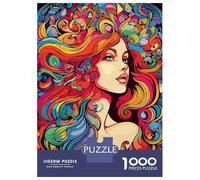1000 Jigsaw Puzzle Psychadelic Floral Girl Jigsaw for Adults Brain Teaser Game Perfect Decoration Unique Birthday And Xmas Gifts 70x50cm/1000pcs