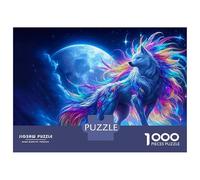 1000 Jigsaw Puzzle Rainbow Wolf Under Moon Jigsaw for Adults Brain Teaser Game Perfect Decoration Unique Birthday And Xmas Gifts 52x38cm/1000pcs