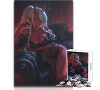 1000 Jigsaw Puzzle Red-skinned Demon Girl on A Couch Peaceful And Satisfying Pastime Perfect Interlock Precision Cut Toy Size 50x75cm