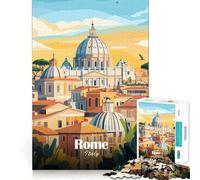 1000 Jigsaw Puzzle Rome Cityscape Illustration Seamless Cut Game Smart Mind Activity Peaceful Play Fun Birthday Hobby Gift (38x26cm)