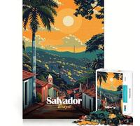 1000 Jigsaw Puzzle Salvador, Brazil Travel Poster Flawless Cut Fun Problem Solve Fun Free Play Game Xmas Art Gift (50x75cm)