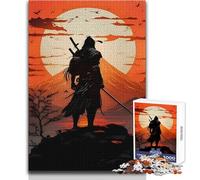 1000 Jigsaw Puzzle Samurai Silhouette Against Rising Sun Peaceful And Satisfying Pastime Perfect Interlock Precision Cut Toy Size 50x75cm