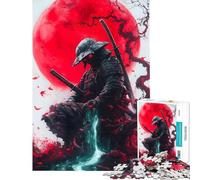 1000 Jigsaw Puzzle Samurai Under Blood Moon Challenging To Complete Difficult Hard Educational Games Suitable for People Aged 14 And Above (38x52cm)
