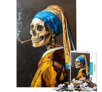 1000 Jigsaw Puzzle Skull And Smoke Rings Educational Challenge Tough Challenge Family Game Suitable for People Aged 14 And Above (38x26cm)