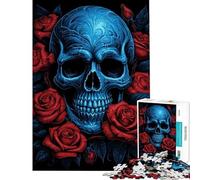 1000 Jigsaw Puzzle Skull with Roses Educational Challenge Tough Challenge Family Game Suitable for People Aged 14 And Above (50x75cm)