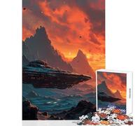 1000 Jigsaw Puzzle Spaceship Unknown Planet Jigsaws for Adults Puzzle Difficult Challenge Fun Activities at Home Unique Challenge Game (50x75cm)