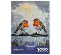 1000 Jigsaw Puzzle Two Robins on A Wire Painting Jigsaw for Adults Brain Teaser Game Perfect Decoration Unique Birthday And Xmas Gifts 52x38cm/1000pcs