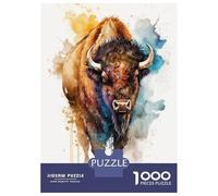 1000 Jigsaw Puzzle Watercolor Bison Jigsaw for Adults Brain Teaser Game Perfect Decoration Unique Birthday And Xmas Gifts 70x50cm/1000pcs