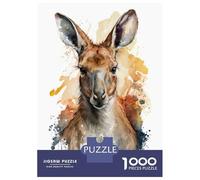 1000 Jigsaw Puzzle Watercolor Kangaroo Portrait Jigsaw for Adults Brain Teaser Game Perfect Decoration Unique Birthday And Xmas Gifts 38x26cm/1000pcs