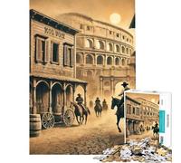 1000 Jigsaw Puzzle Western Town with Colosseum Backdrop Educational Challenge Tough Challenge Family Game Suitable for People Aged 14 And Above (38x26cm)