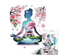 1000 Jigsaw Puzzle Zen Meditation with Cherry Blossoms Fun Activities at Home Hand Speed Race Educational Game for And from 14 Years And over (50x75cm)