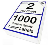 [1000 Labels] Self Adhesive White Sticky Printer Labels for A4 Printer 2 per Sheet | A5 Sticky Printer 2 per A4 Sheet Address Labels | Laser Printer Labels 2 per Sheet for All A4 Printers (1000)