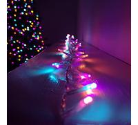 1000 LED 25m Premier TreeBrights Indoor Outdoor Christmas Multi Function Mains Operated String Lights with Timer & Clear Cable in Rainbow