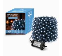 1000 LEDs String Lights Fairy Christmas Tree Compact Cool White Lights | 8 Modes, Memory, Timer, Mains Powered, IP44 Waterproof for Indoor/Outdoor, Halloween, Christmas, Party & Wedding Decorations
