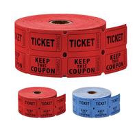 1000 Lottery Tickets (500 Pairs), Double Roll, Consecutive Numbering, Red/Blue, Lottery Machine Auction Tickets for Events, Entrances, Sweepstakes, Prizes and Rewards (Red)