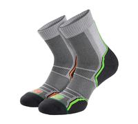 1000 Mile Mens 2 Pack Trail Running Socks Grey Padded Soft Merino Wool Sock