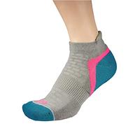 1000 Mile Activ Socklet Repreve Recycled Yarn Padded Heal Toe Flat Toe Seam Top Venting Padded AchillesTab Y Heel No slip Stability Running Walking Marathon Ultra Endurance Events Silver/Pink/Teal LM