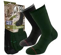 1000 Mile Combat Military Thick Single Layer Outdoor Walking Hiking Climbing Unisex Socks | Twin Pack (2 Pair Per Pack) (Small UK3-5.5, Green/Charcoal)