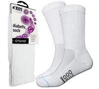 1000 Mile EXTRA-WIDE Comfort Loose Fit Mens Diabetic Cushioned Socks | Aid Circulation, Increase Blood Flow, Non-Binding | 2 Pair (White)- Size Medium UK6-8.5