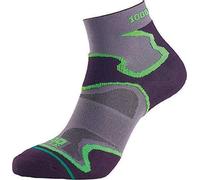 1000 Mile Fusion Anklet Sock Grey/black/green Ladies S (3-5.5)