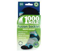 1000 Mile Fusion Running Socks Repreve Silver Kingfisher - Medium