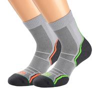 1000 Mile Trail 2 Pack Mens Running Socks Grey Merino Wool Sports Training Run