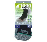 1000 Mile Run Anklet Repreve Single Layer Socks Silver Orange Green - Medium Twin Pack