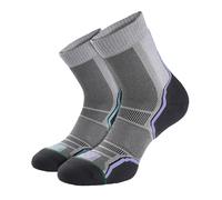 1000 Mile Socks Womens - 2 Pack Ladies Trail Single Layer Moisture Wicking Merino Wool - Grey - Purple - Size UK 3-6