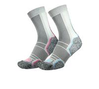 1000 Mile Trek Repreve Single Layer Crew Women's Socks (Twin Pack) | UK M in Silver/Pink/Blue