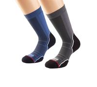 1000 Mile Trek Single Layer Men's Crew Socks (Twin Pack) | UK L in Grey/Charcoal/Navy