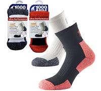 1000 Mile Ultra Performance Cupron Fibre Odour Fighting Ladies Exercise Socks - White (Small / 3-5.5UK) - 2 Pair