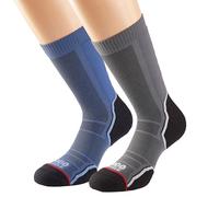 1000 Mile Trek 2 Pack Mens Walking Socks Grey Outdoor Support Merino Wool