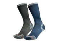 1000 Mile Trek Sock Repreve Recycled Yarn Single Layer Twin Pack Padded Heel Toe Ball of Foot Arch Bracing Custom Fit No Slippage Leisure Hiking Trail Run Walking Mountain Biking Charcoal/Navy XL