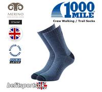 1000 MILE WALKING SOCKS 1950 MENS LADIES HIKING CREW MERINO WOOL ANTI BLISTER
