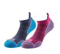 1000 Mile Womens/Ladies Run Ankle Socks (Pack of 2)6 UK-8 UK Hot Pink/Lavender/B