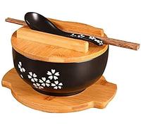 1000 Ml Ceramic Noodle Bowl Spoon Bowl Mat with Lid Instant Noodle Bowl Korean Soup Bowl Rice Bowl Cutlery Set